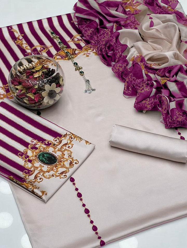 Embroidered Silk 3-Piece Suit | Traditional Embroidery | Premium Quality